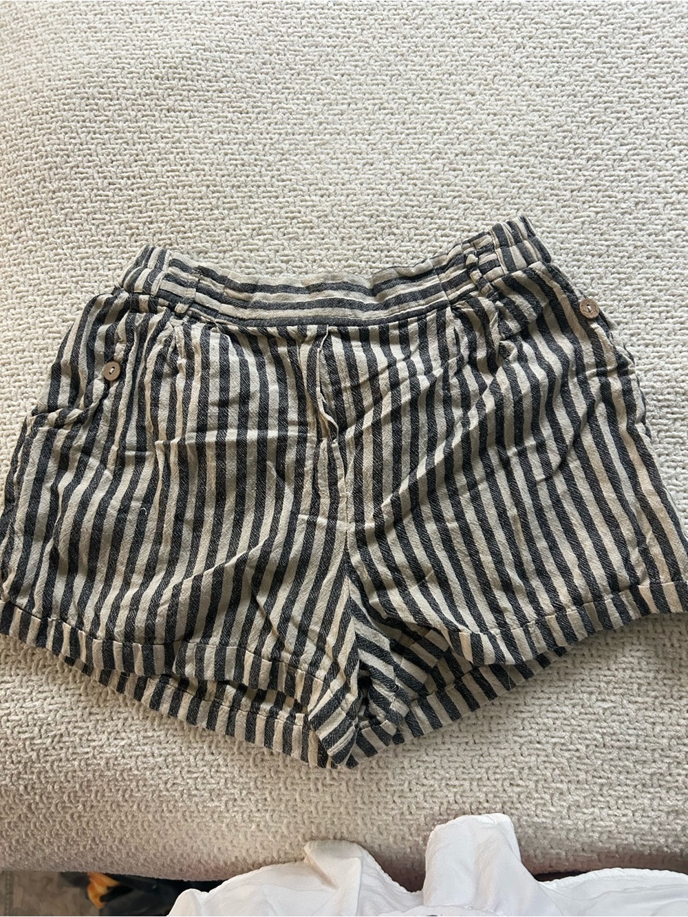 Angie Navy and Cream Striped Bermudas